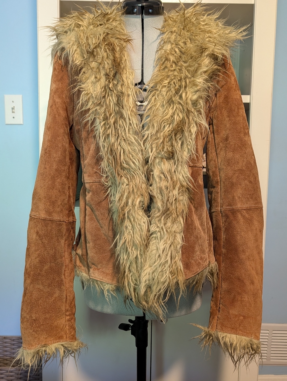Moda International Brown Suede Jacket with Faux Fur Trim